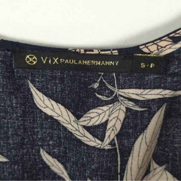 NWT VIX PAULA HERMANNY JASMINE GISELE V Neck Sleeveless Wrap Floral Dress S/P - Picture 4 of 10